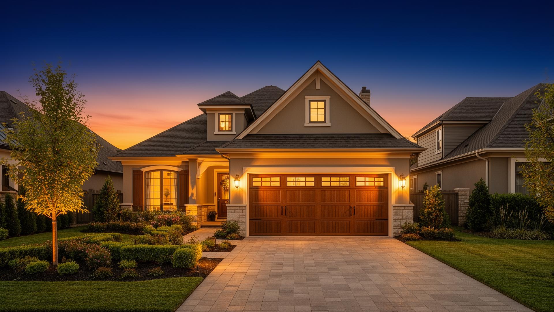 Beautiful carriage-style garage door on elegant home
